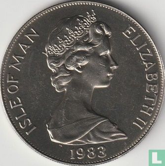 Isle of Man 1 crown 1983 (copper-nickel - without DMIHE) "Bicentenary of manned flight - Orbiter Space Shuttle" - Image 1