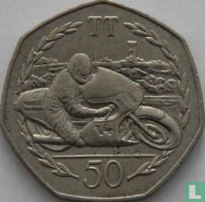 Man 50 pence 1983 (AA) "Tourist Trophy Motorcycle Races" - Afbeelding 2