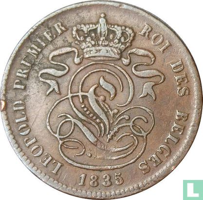België 2 centimes 1835 (smalle rand - onvolledige T) - Afbeelding 1