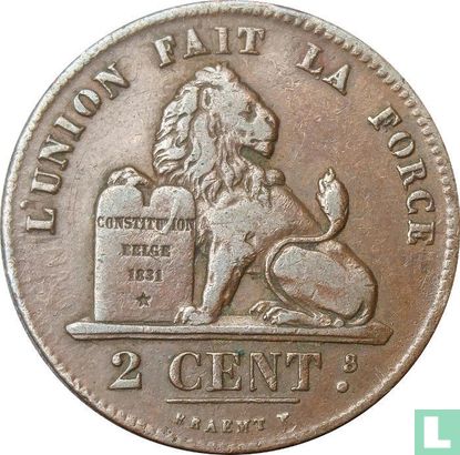 België 2 centimes 1835 (smalle rand - onvolledige T) - Afbeelding 2