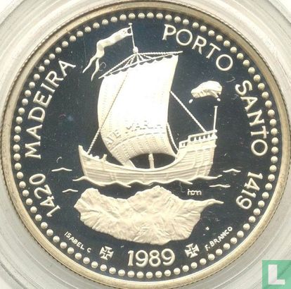 Portugal 100 escudos 1989 (PROOF - zilver) "Discovery of Madeira and Porto Santo" - Afbeelding 1