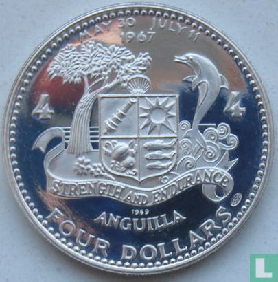 Anguilla 4 dollars 1969 (PROOF) "Sailing ship Atlantic Star" - Afbeelding 1