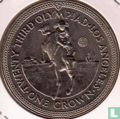 Isle of Man 1 crown 1984 (copper-nickel) "1984 Summer Olympics in Los Angeles - equestrian" - Image 2