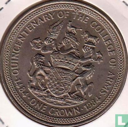 Isle of Man 1 crown 1984 (copper-nickel) "Quincentenary of the College of Arms - arms with supporters" - Image 2