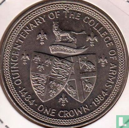 Isle of Man 1 crown 1984 (copper-nickel) "Quincentenary of the College of Arms - lion above shields" - Image 2