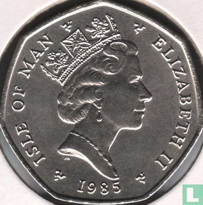 Insel Man 50 Pence 1985 (AA) "Christmas 1985 - commemorates first Christmas air mail of 1935" - Bild 1