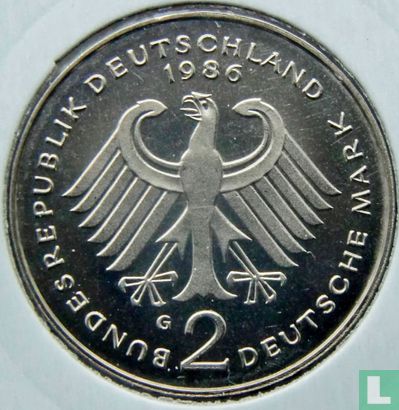 Allemagne 2 mark 1986 (G - Kurt Schumacher) - Image 1