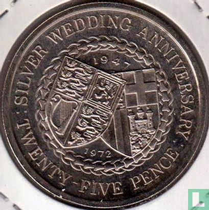 Man 25 pence 1972 "25th anniversary Marriage of Queen Elizabeth II and Prince Philip" - Afbeelding 2