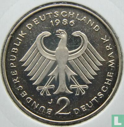 Allemagne 2 mark 1986 (J - Kurt Schumacher) - Image 1