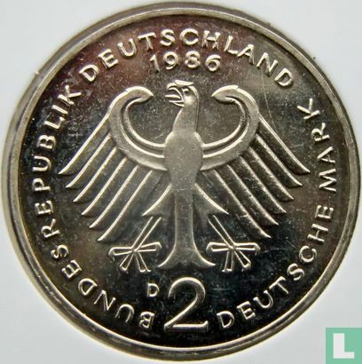 Duitsland 2 mark 1986 (D - Kurt Schumacher) - Afbeelding 1