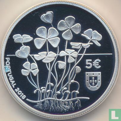 Portugal 5 euro 2018 (BE) "Endangered flora - Four leaf clover" - Image 1