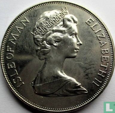 Île de Man 1 crown 1977 (argent) "25th anniversary Accession of Queen Elizabeth II to the throne" - Image 2