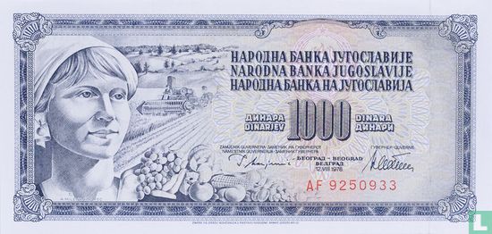 Yugoslavia 1,000 Dinara 1978 - Image 1