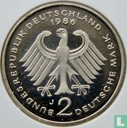 Duitsland 2 mark 1986 (J - Konrad Adenauer) - Afbeelding 1
