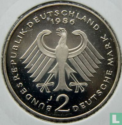 Germany 2 mark 1986 (J - Theodor Heuss) - Image 1