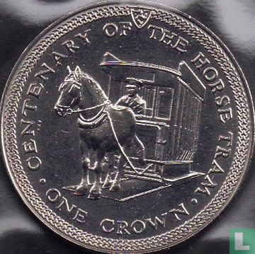 Insel Man 1 Crown 1976 (Silber) "100th anniversary of the Horse Tram" - Bild 2