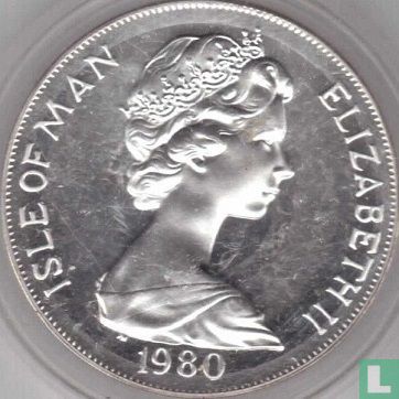 Isle of Man 1 crown 1980 (PROOF - silver) "1980 Winter Olympics in Lake Placid" - Image 1