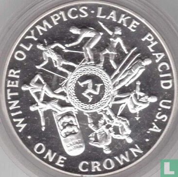 Isle of Man 1 crown 1980 (PROOF - silver) "1980 Winter Olympics in Lake Placid" - Image 2