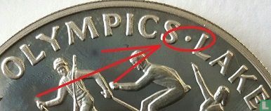 Isle of Man 1 crown 1980 (copper-nickel - with dot between OLYMPICS and LAKE) "1980 Winter Olympics in Lake Placid" - Image 3