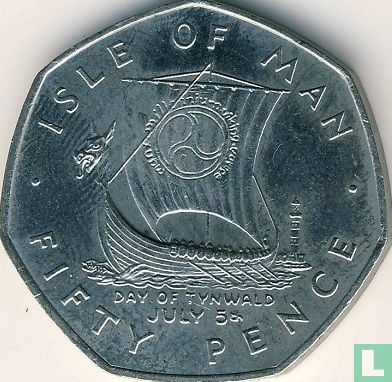 Isle of Man 50 pence 1979 (copper-nickel - plain edge - AA) "Manx Day of Tynwald - July 5" - Image 2