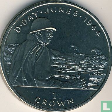 Isle of Man 1 crown 1994 "50th anniversary of Normandy Invasion - General Bradley" - Image 2