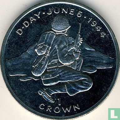 Insel Man 1 Crown 1994 "50th anniversary of Normandy Invasion - American soldier crouching" - Bild 2
