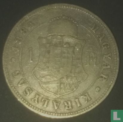 Hongarije 1 forint 1884 - Afbeelding 1