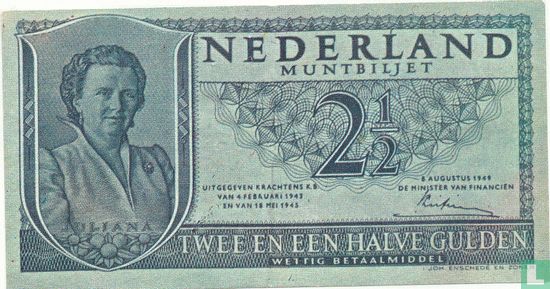 Nederland muntbiljet twee en halve gulden - Image 1