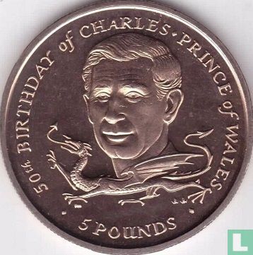 Île de Man 5 pounds 1998 "50th birthday of Prince Charles" - Image 2