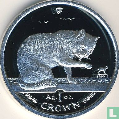 Man 1 crown 1999 (PROOF - zilver) "British blue cat" - Afbeelding 2