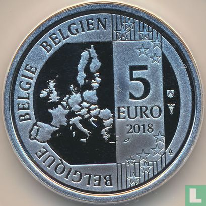 België 5 euro 2018 (PROOF - gekleurd) "60th anniversary of the Smurfs" - Afbeelding 2