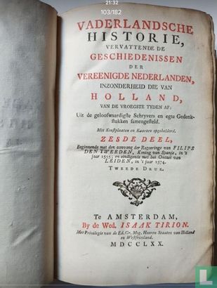 Vaderlandsche Historie, vervattende va de Geschiedenissen der nu Vereenigde Nederlanden inzonderheid die van Holland,n de vroegste tyden af  - Afbeelding 3