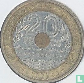Frankrijk 20 francs 1993 (proefslag) "Mediterranean games" - Afbeelding 1
