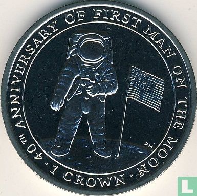 Insel Man 1 Crown 2009 "40th anniversary of First Man on the Moon" - Bild 2