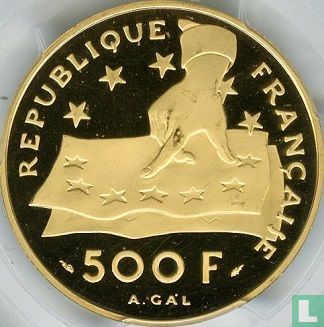 France 500 francs / 70 écus 1991 (BE - or) "René Descartes" - Image 2