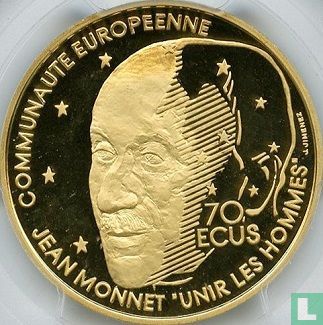 Frankrijk 500 francs / 70 écus 1992 (PROOF - goud) "Jean Monnet" - Afbeelding 2