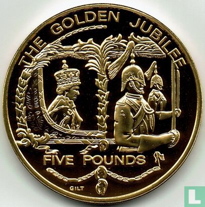 Guernsey 5 Pound 2002 (Kupfer-Nickel vergoldet) "The Golden Jubilee" - Bild 2