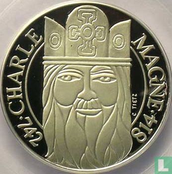 France 500 francs / 70 écus 1990 (PROOF - platinum) "Charlemagne" - Image 2