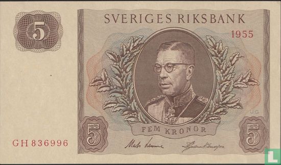 Zweden 5 Kronor 1955 - Afbeelding 1