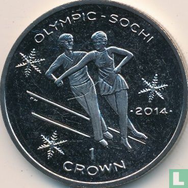 Isle of Man 1 crown 2013 (colourless) "2014 Winter Olympics in Sochi - Figure skating" - Image 2
