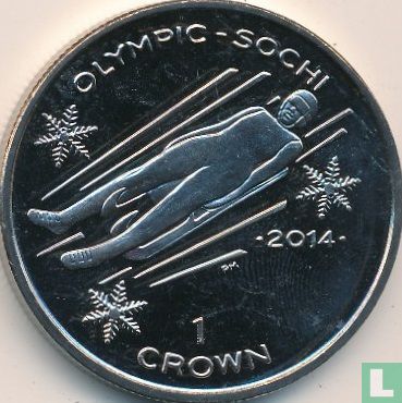 Isle of Man 1 crown 2013 (colourless) "2014 Winter Olympics in Sochi - Luge" - Image 2