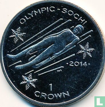 Isle of Man 1 crown 2014 (colourless) "2014 Winter Olympics in Sochi - Luge" - Image 2