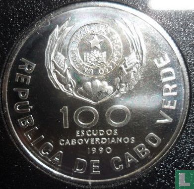 Cap-Vert 100 escudos 1990 (BE - argent) "Papal visit" - Image 1