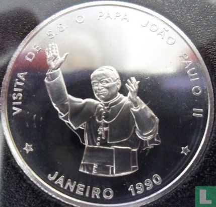 Cap-Vert 100 escudos 1990 (BE - argent) "Papal visit" - Image 2