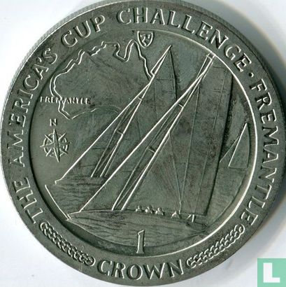 Man 1 crown 1987 (koper-nikkel) "America's Cup - Fremantle in Australia" - Afbeelding 2