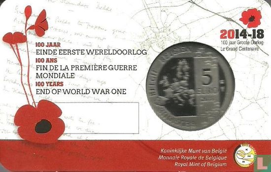 Belgique 5 euro 2018 (coincard) "Centenary of the First World War Armistice" - Image 2