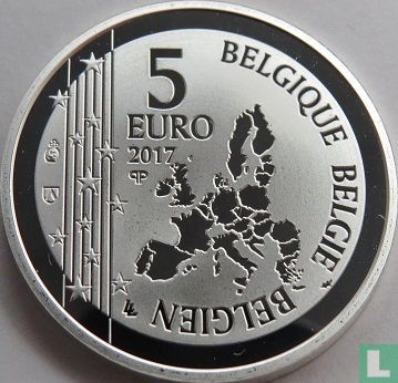 België 5 euro 2017 (PROOF) "50th anniversary of the first heart transplant" - Afbeelding 1