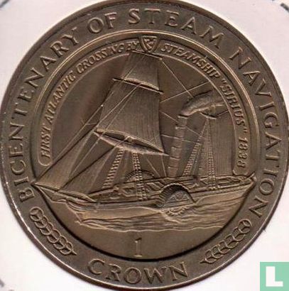 Insel Man 1 Crown 1988 "Bicentenary of Steam Navigation - Sirius" - Bild 2