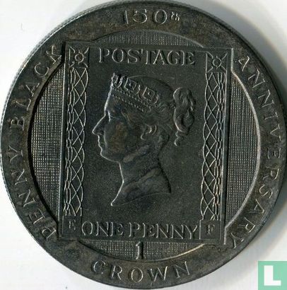 Insel Man 1 Crown 1990 "150th anniversary of Penny Black stamp" - Bild 2