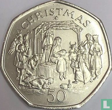 Man 50 pence 1991 "Christmas 1991" - Afbeelding 2